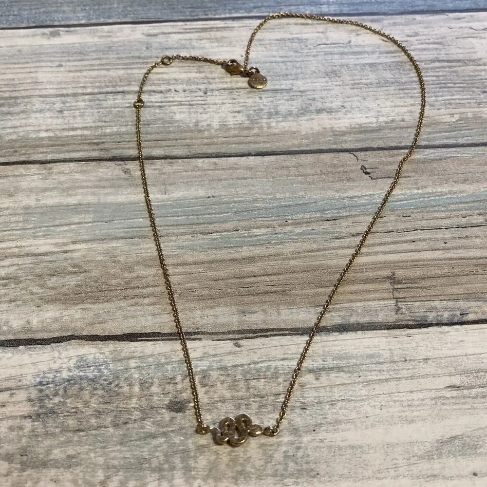 Stella & Dot Snake Sidewinder Necklace‎ gold tone rhinestones 18